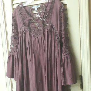 Red Maroon Boho Flowy dress Sz S She + Sky